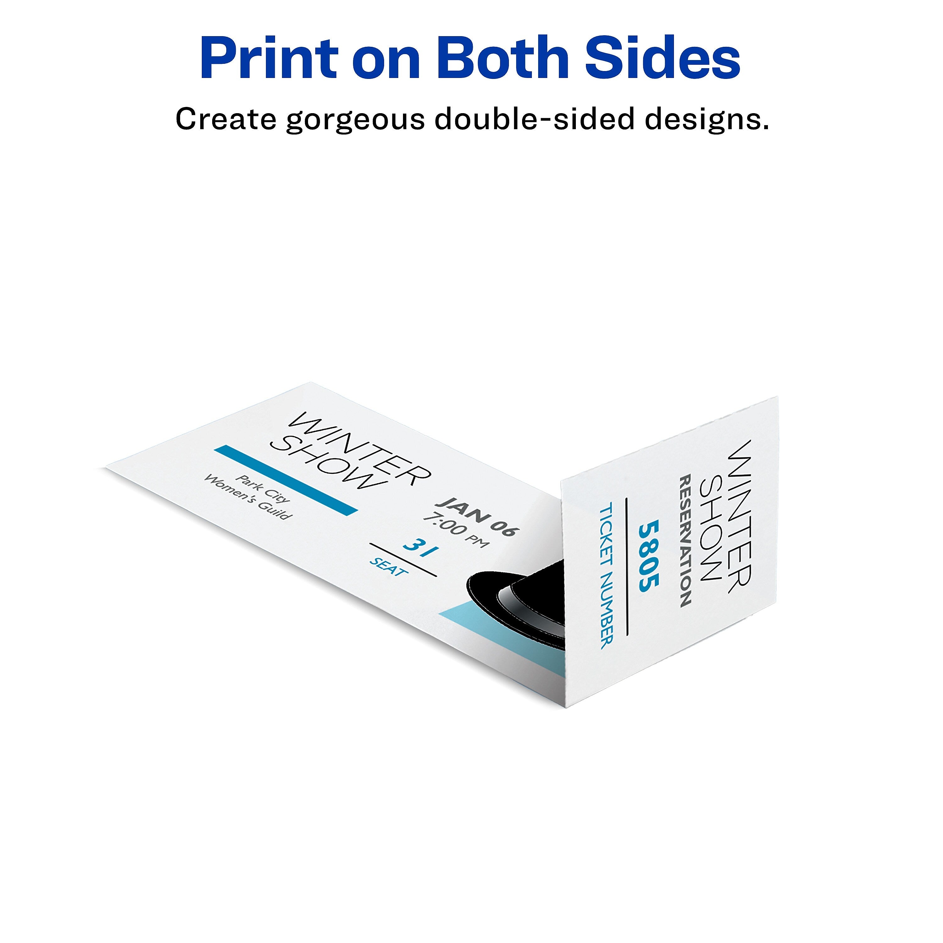 Avery Tickets with Tear-Away Stubs, Matte White, 1.75