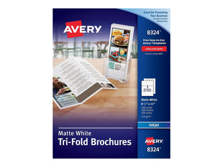 Avery Tri-Fold Matte Brochure Paper, 8.5" x 11", 100 Sheets/Pack