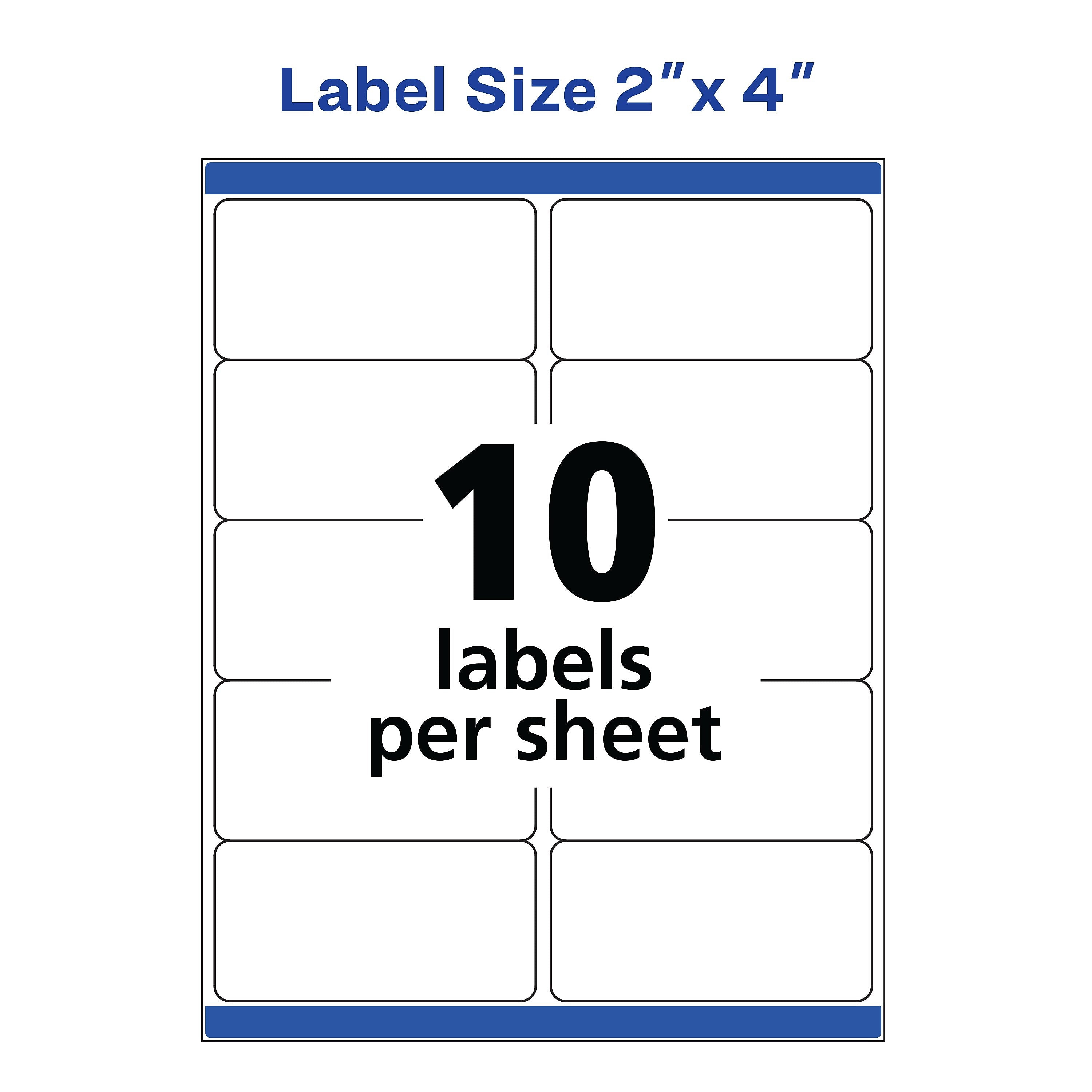 Avery TrueBlock Inkjet Shipping Labels, 2" x 4", White, 10 Labels/Sheet, 100 Sheets/Box