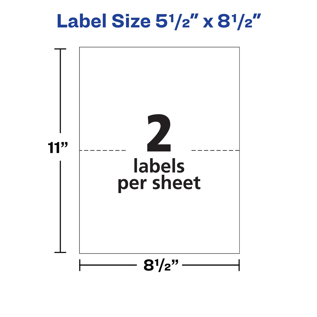 Avery TrueBlock Laser Shipping Labels, 5-1/2" x 8-1/2", White, 2 Labels/Sheet, 100 Sheets/Box