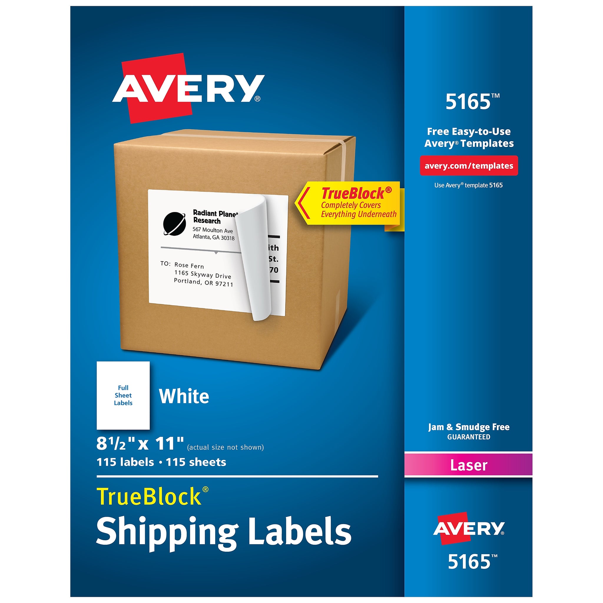 Avery TrueBlock Laser Shipping Labels, 8-1/2