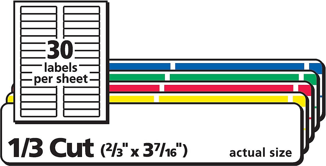 Avery TrueBlock Laser/Inkjet File Folder Labels, 2/3