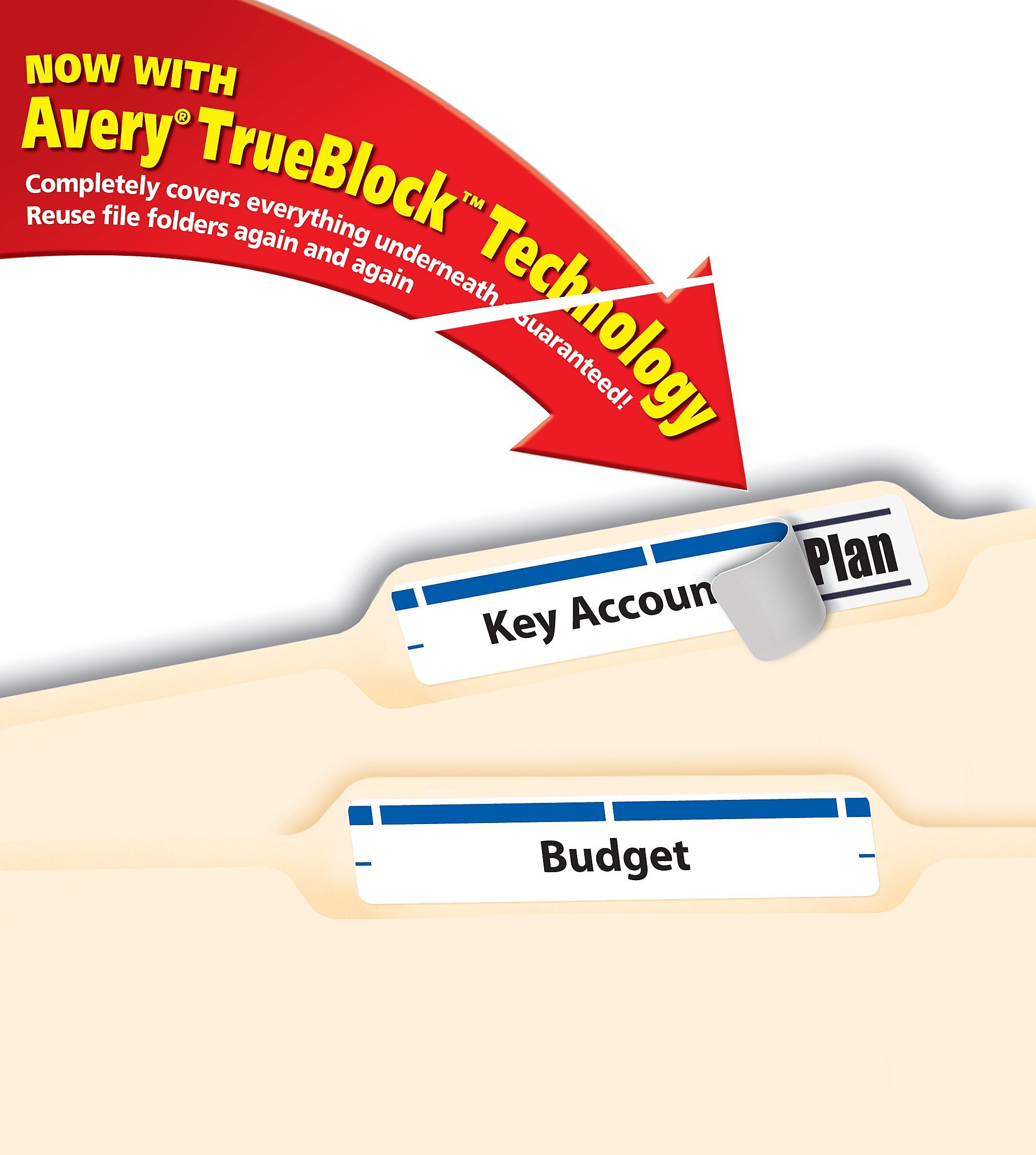 Avery TrueBlock Laser/Inkjet File Folder Labels, 2/3