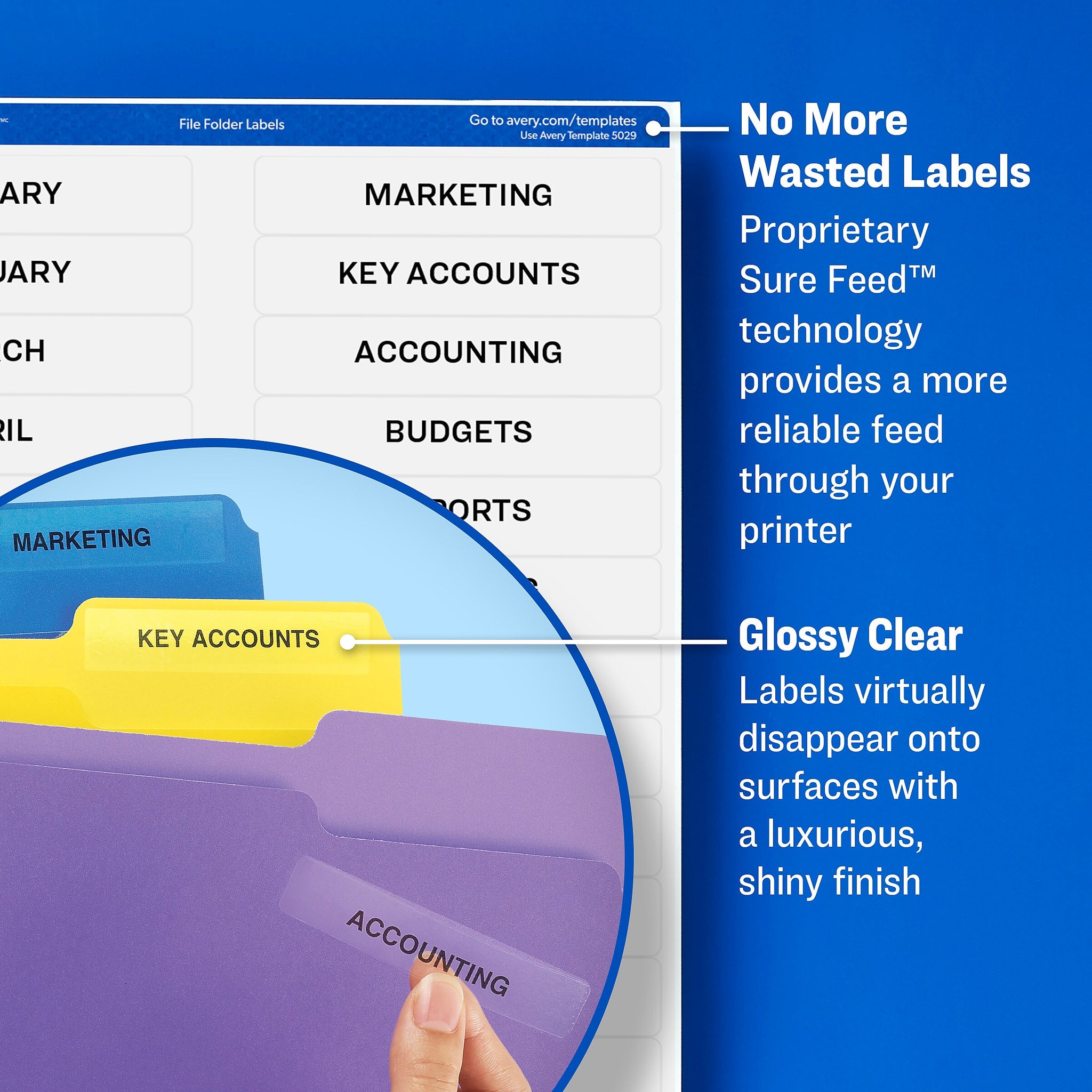 Avery TrueBlock Laser/Inkjet File Folder Labels, 2/3