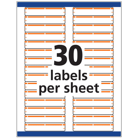 Avery TrueBlock Laser/Inkjet File Folder Labels, 2/3" x 3 7/16", Orange, 750 Labels Per Pack