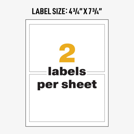 Avery UltraDuty Waterproof Laser Chemical Labels 4-3/4" x 7-3/4", White, 2 Labels/Sheet, 50 Sheets/Box