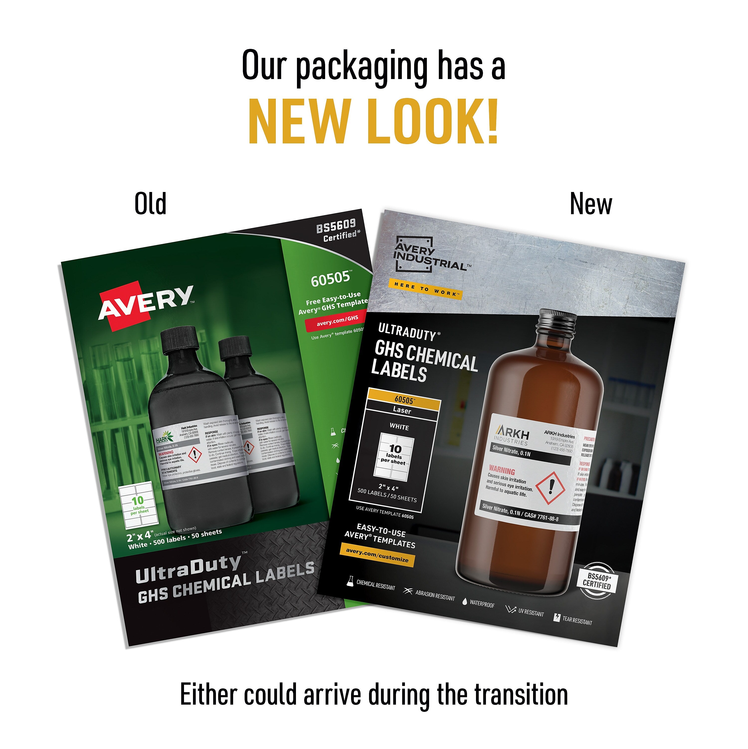 Avery UltraDuty Waterproof Laser GHS Chemical Labels, 2