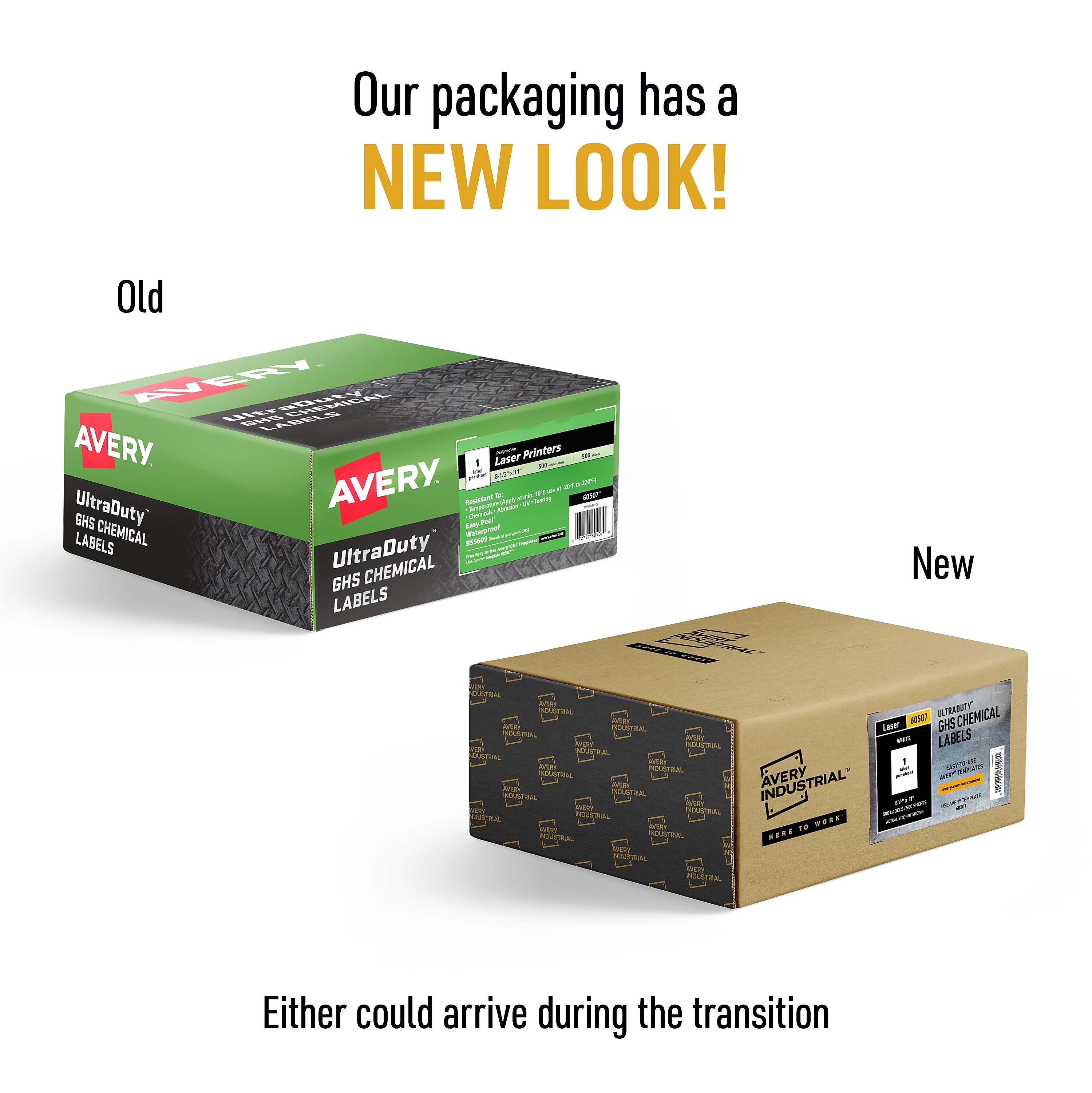 Avery UltraDuty Waterproof Laser GHS Chemical Labels, 8-1/2