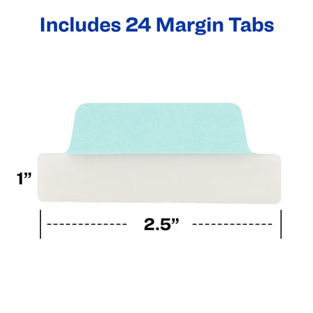 Avery UltraTabs Repositionable Margin Index Tabs, Pastels, 24 Tabs/Pack