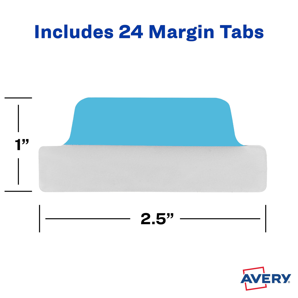 Avery UltraTabs Repositionable Margin Index Tabs, Primary Colors, 24 Tabs/Pack