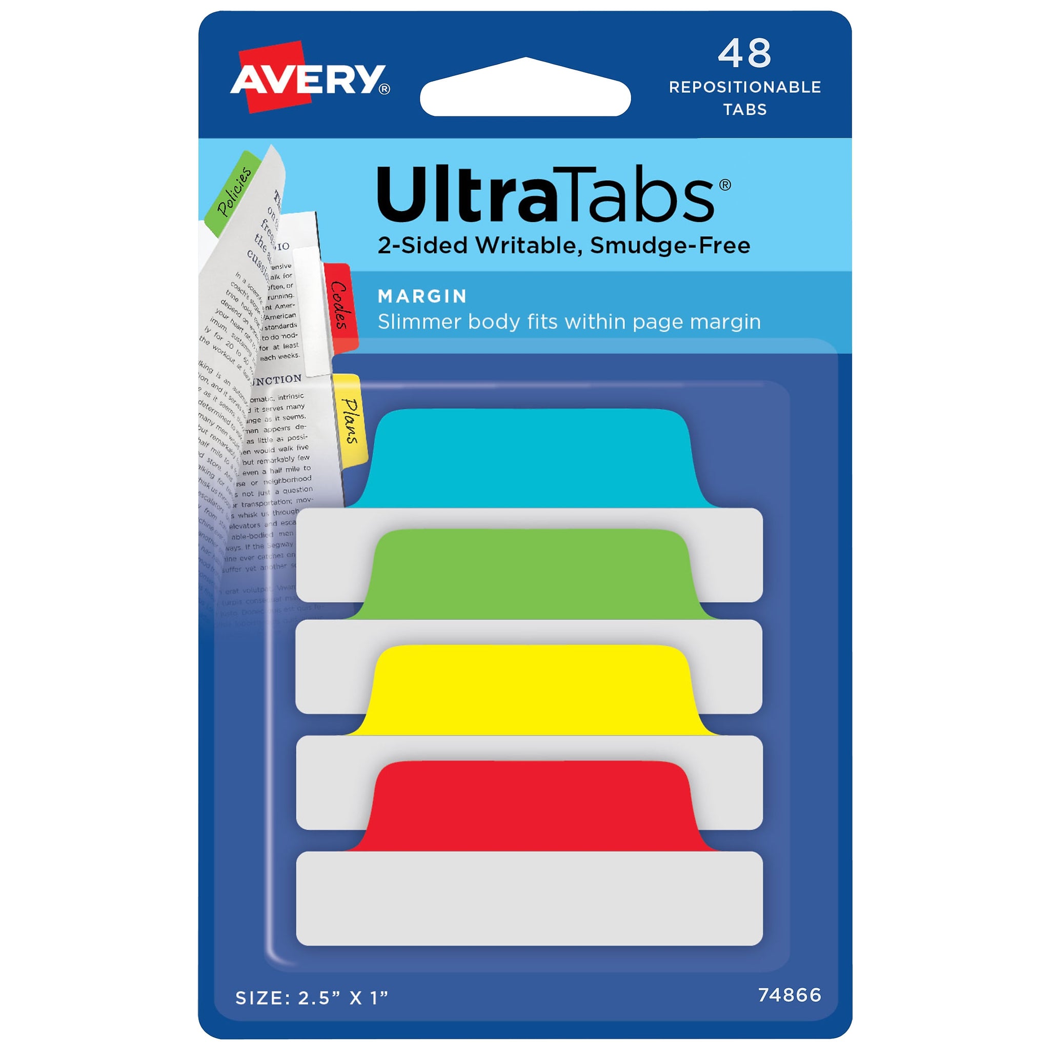 Avery UltraTabs Repositionable Margin Tabs, 2.5