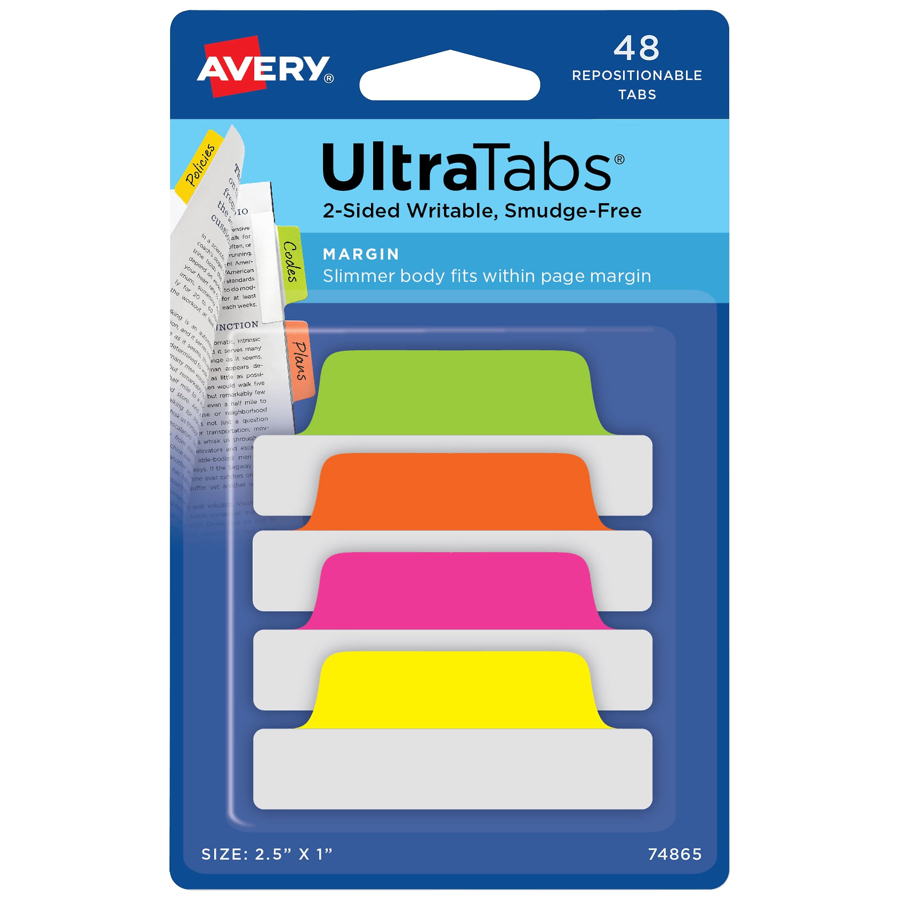 Avery UltraTabs Repositionable Margin Tabs, 2.5