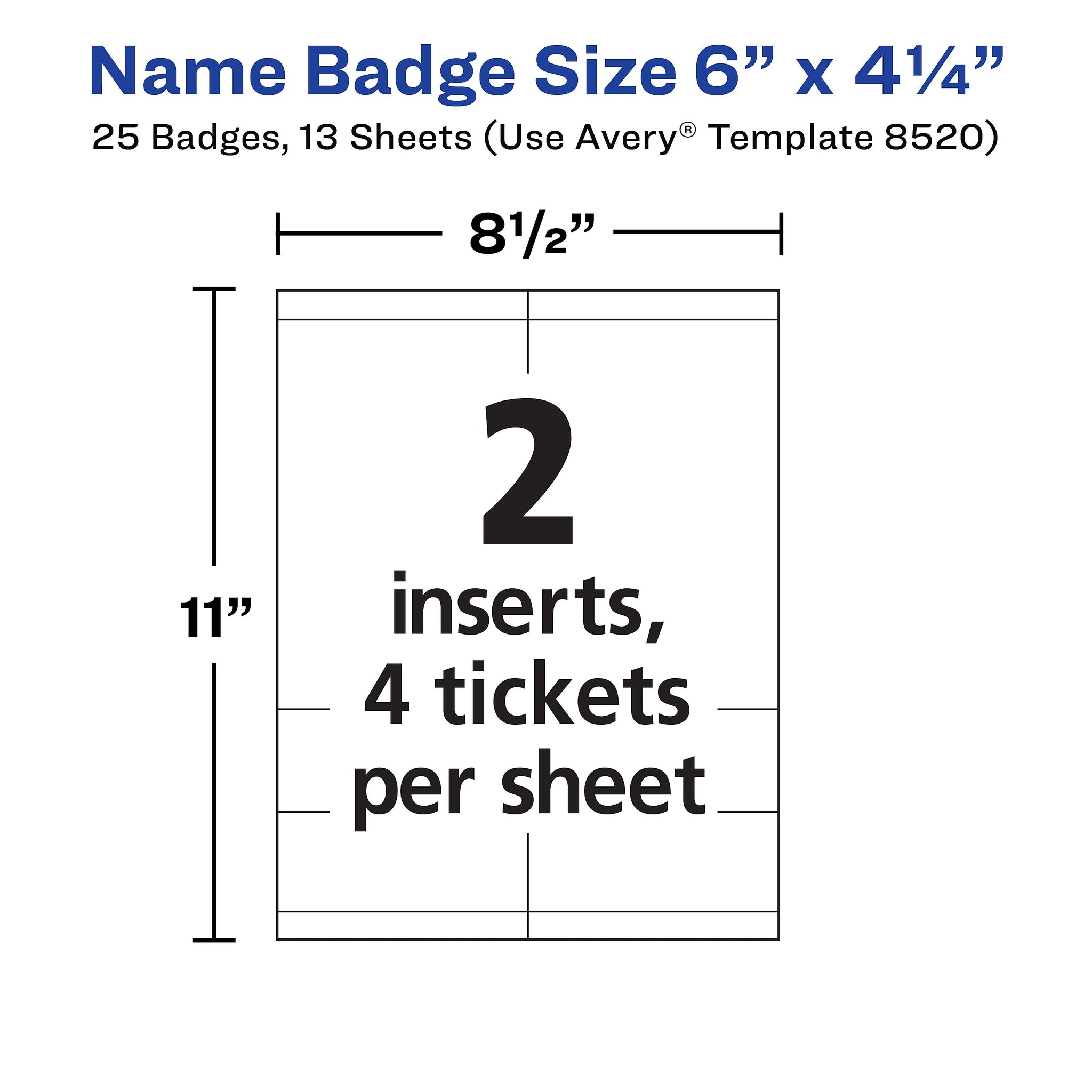 Avery Vertical Style Lanyard Laser/Inket Name Badge Kit, 6