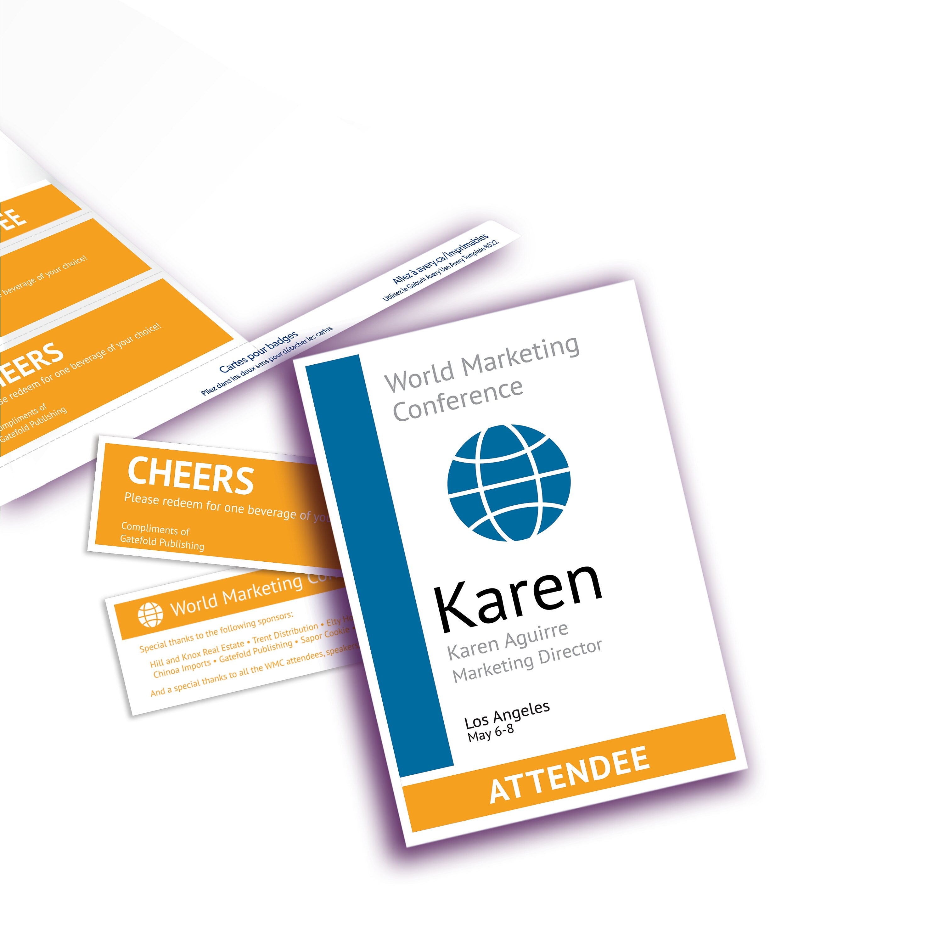 Avery Vertical Style Laser/Inkjet Name Badge & Ticket Inserts, 6