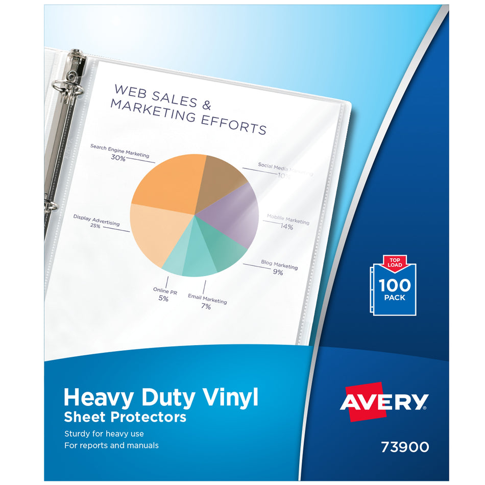 Avery Vinyl Heavyweight Sheet Protectors, 8-1/2" x 11", Clear, 100/Box