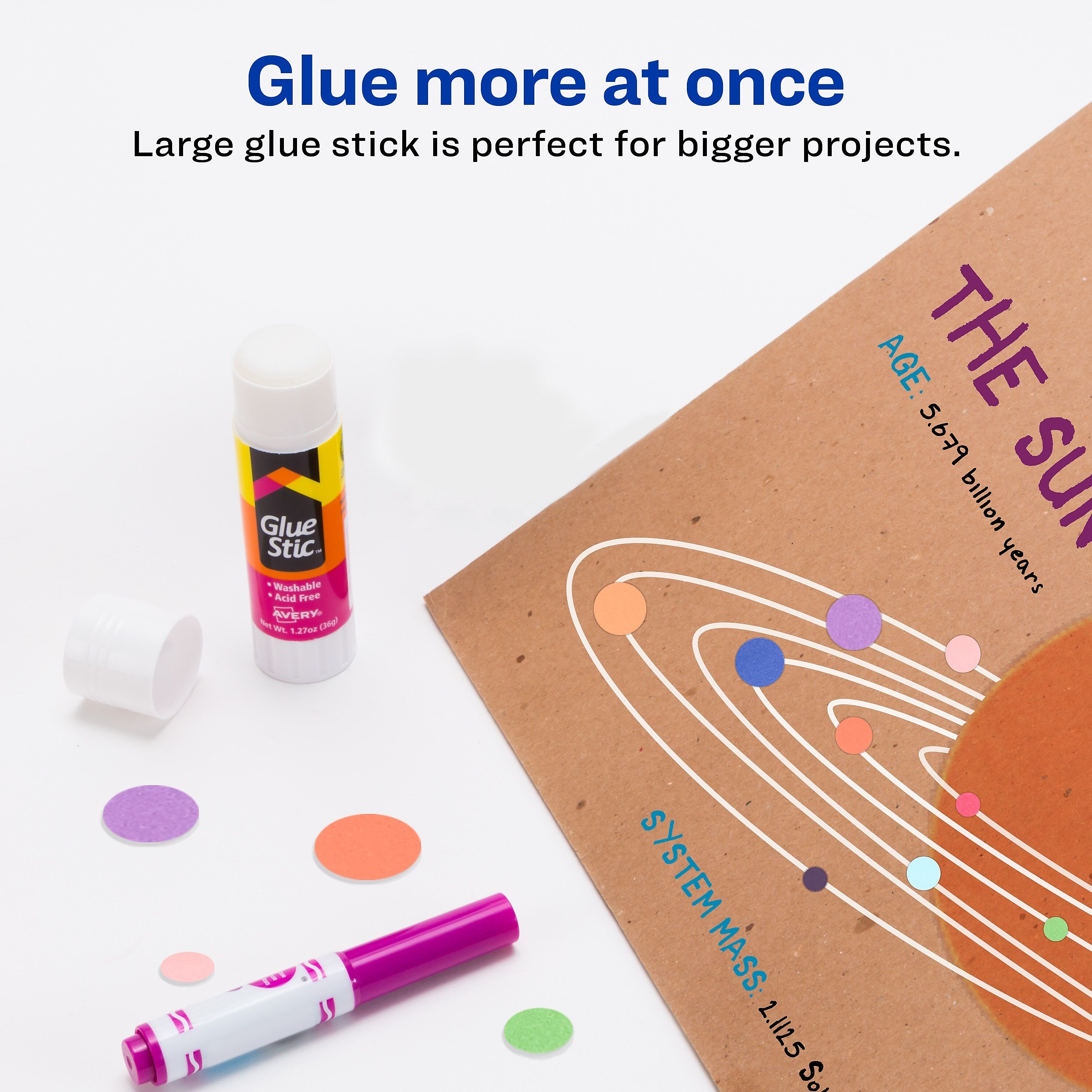 Avery Washable Glue Sticks, 1.27 oz., White