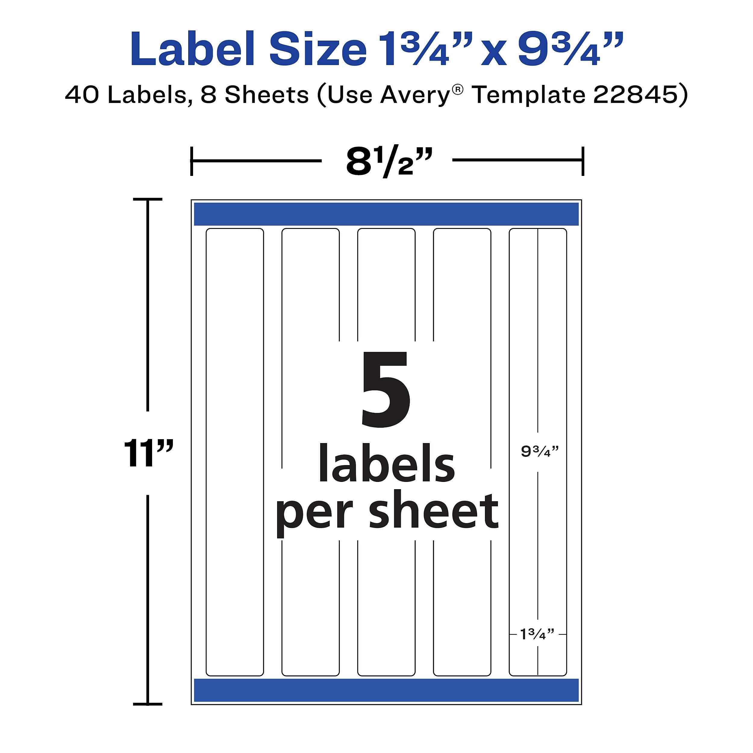 Avery Waterproof Laser Inkjet Wraparound Labels, 1.25
