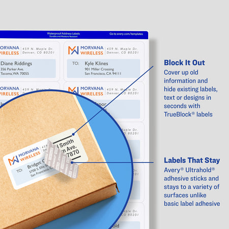 Avery Waterproof Laser Shipping Labels, 5-1/2" x 8-1/2", Matte White, 2 Labels/Sheet, 50 Sheets/Box, 100 Labels/Box