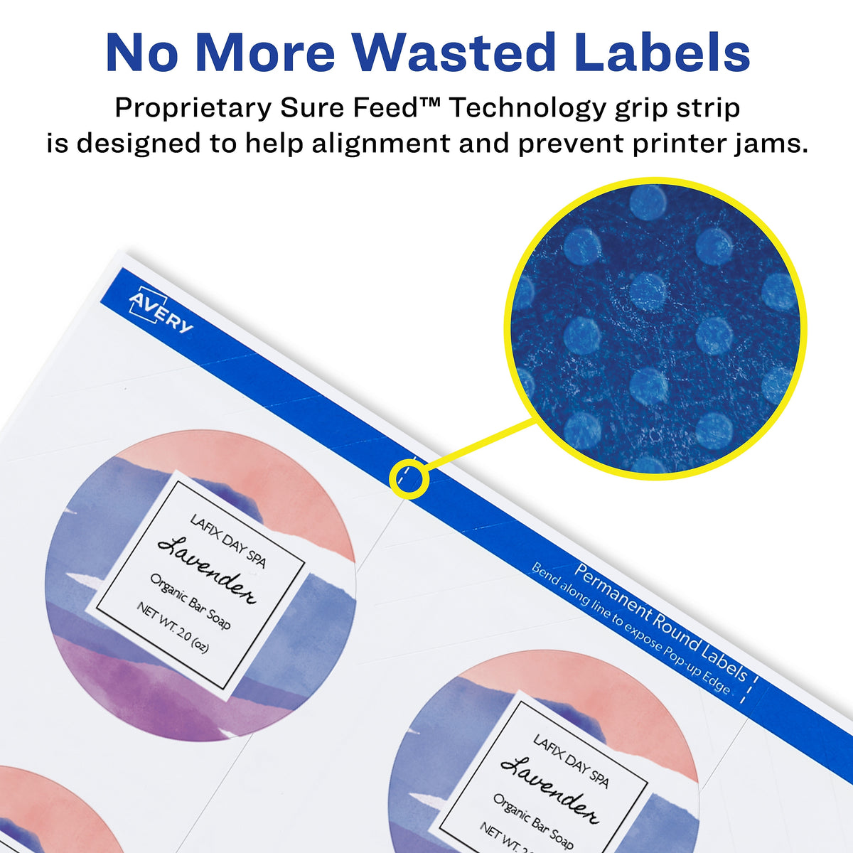 Avery Waterproof Laser/Inkjet Labels, 2" Diameter, White, 12 Labels/Sheet, 25 Sheets/Pack, 300 Labels/Pack