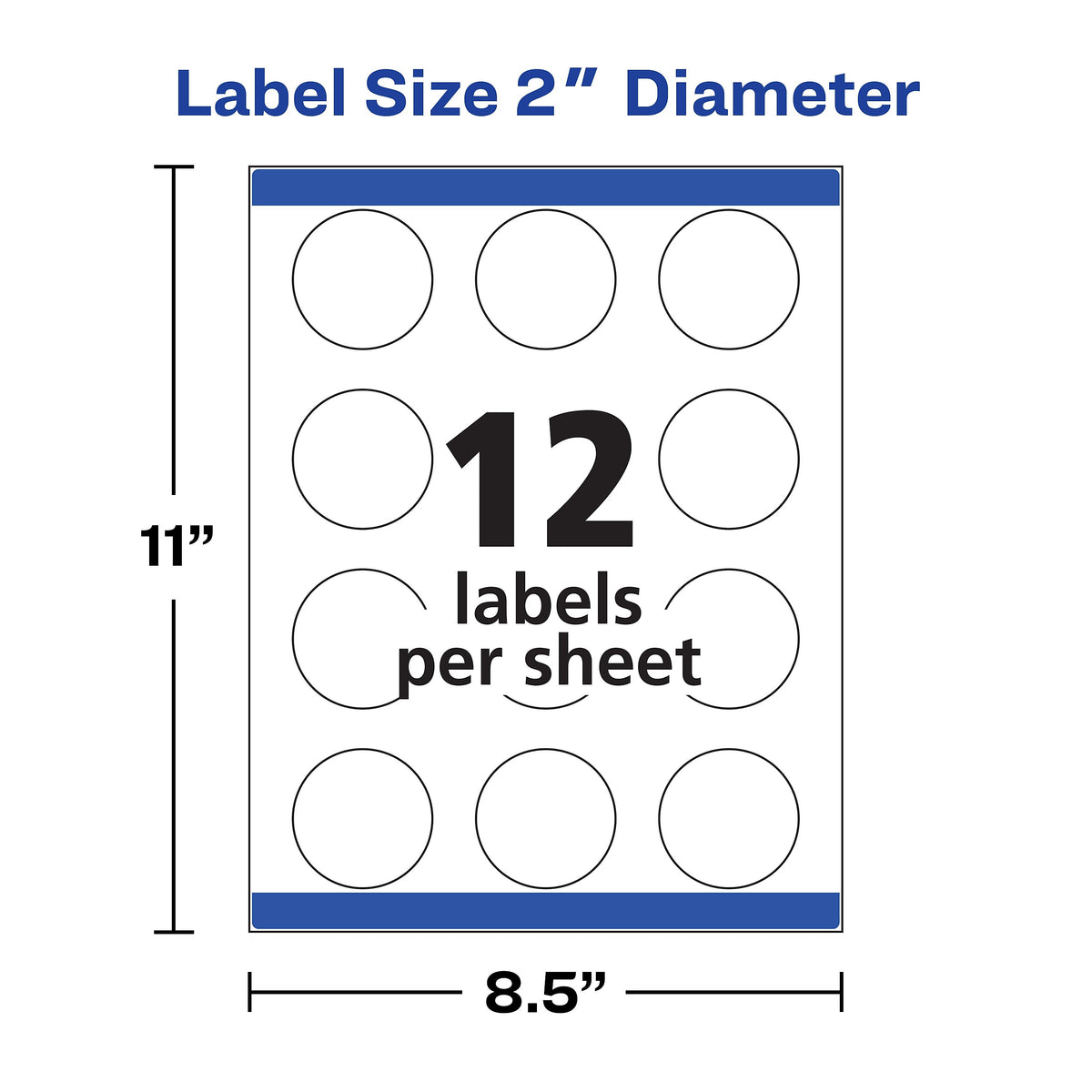 Avery Waterproof Laser/Inkjet Labels, 2" Diameter, White, 12 Labels/Sheet, 25 Sheets/Pack, 300 Labels/Pack