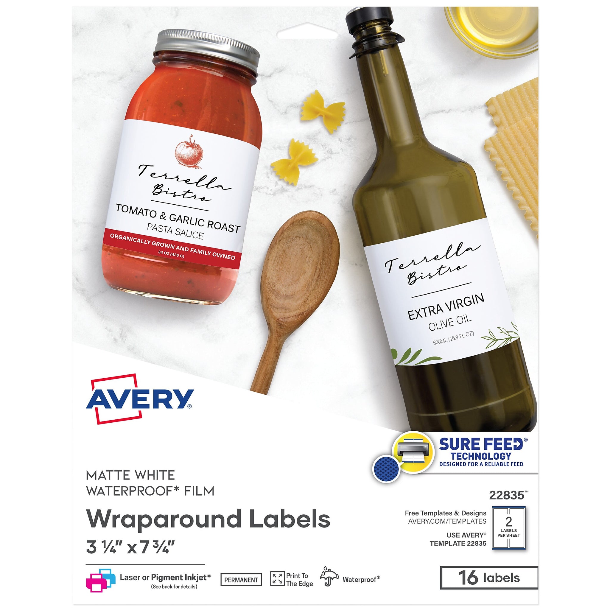 Avery Waterproof Wraparound Laser/Inkjet Labels, 3 1/4