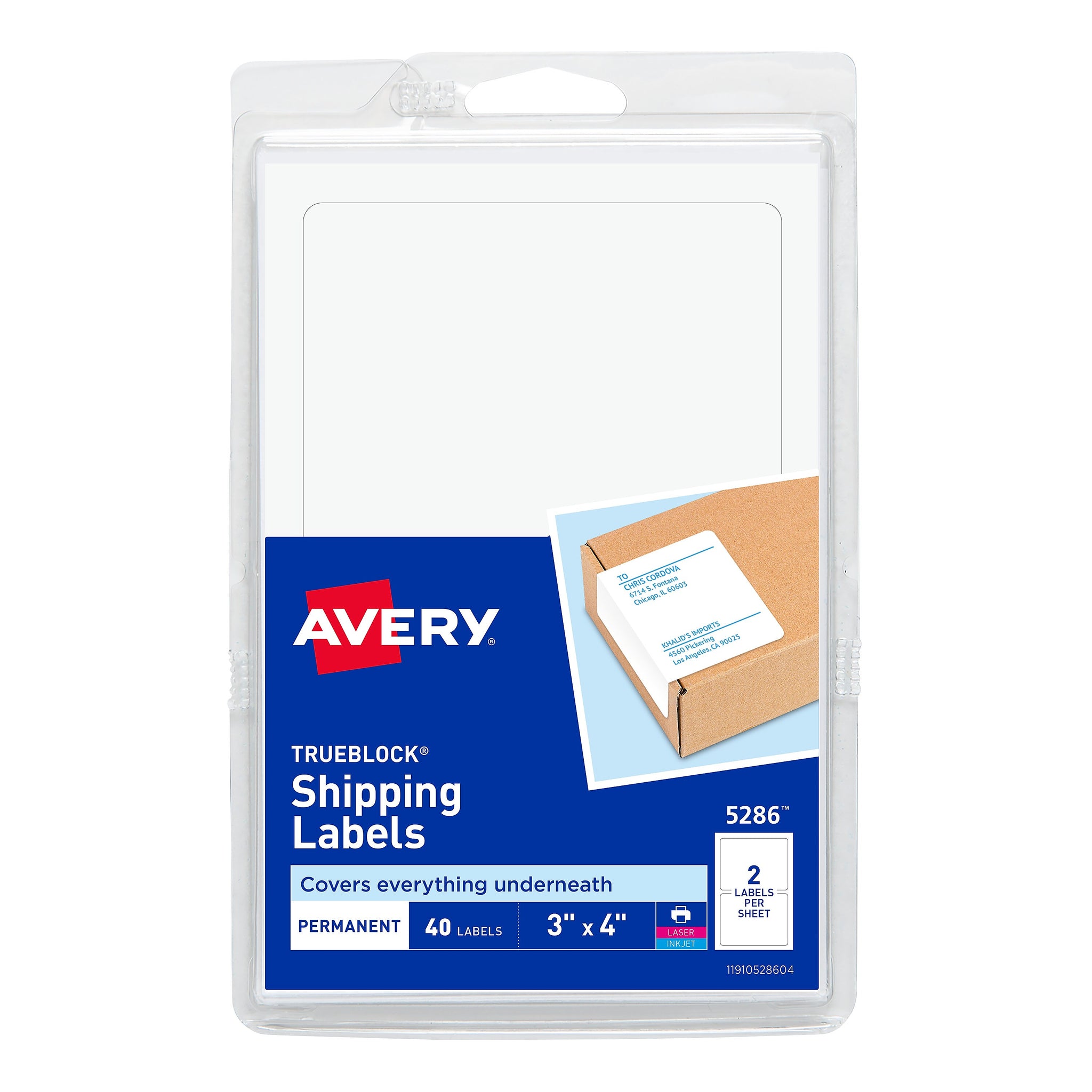 Avery White Laser/Inkjet Shipping Labels with TrueBlock, 3
