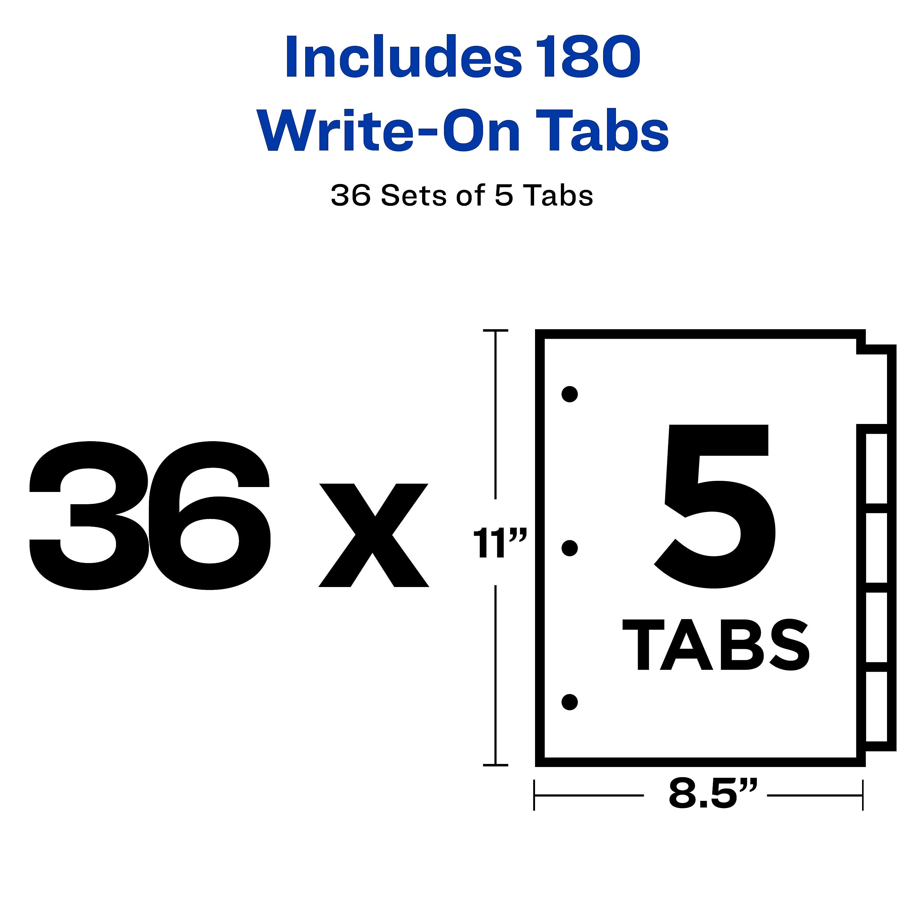 Avery Write & Erase Paper Dividers, 5 Tabs, White, 36 Sets/Box