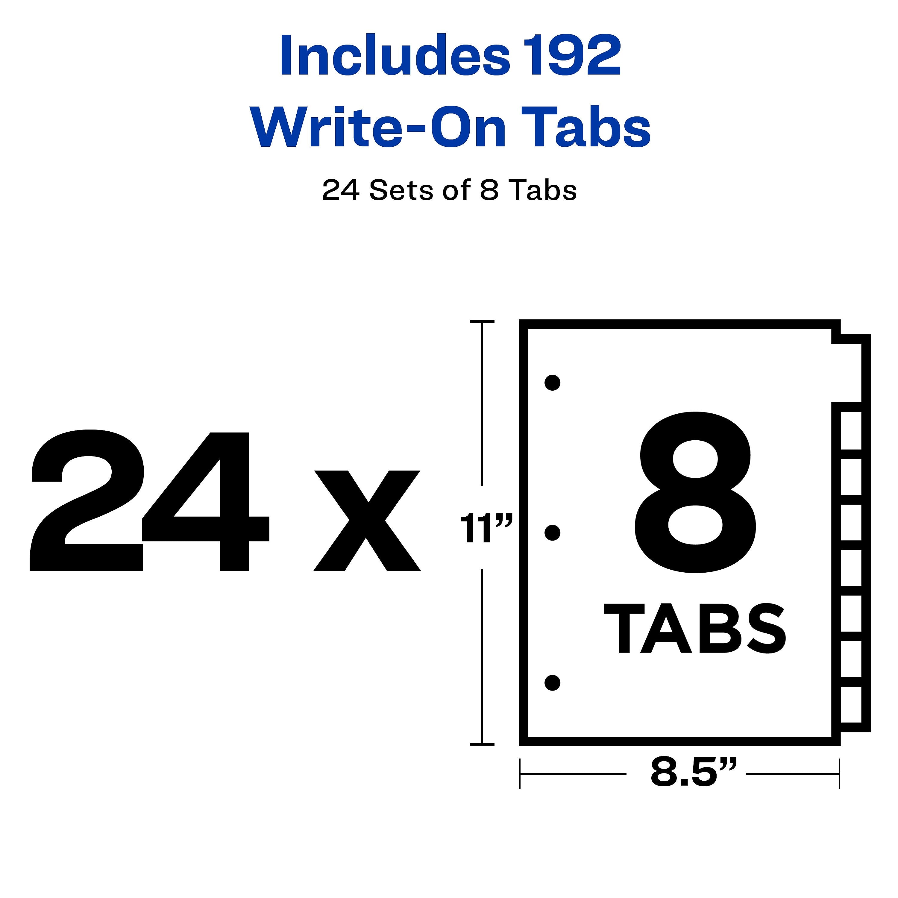 Avery Write & Erase Paper Dividers, 8 Tabs, White, 24 Sets/Box