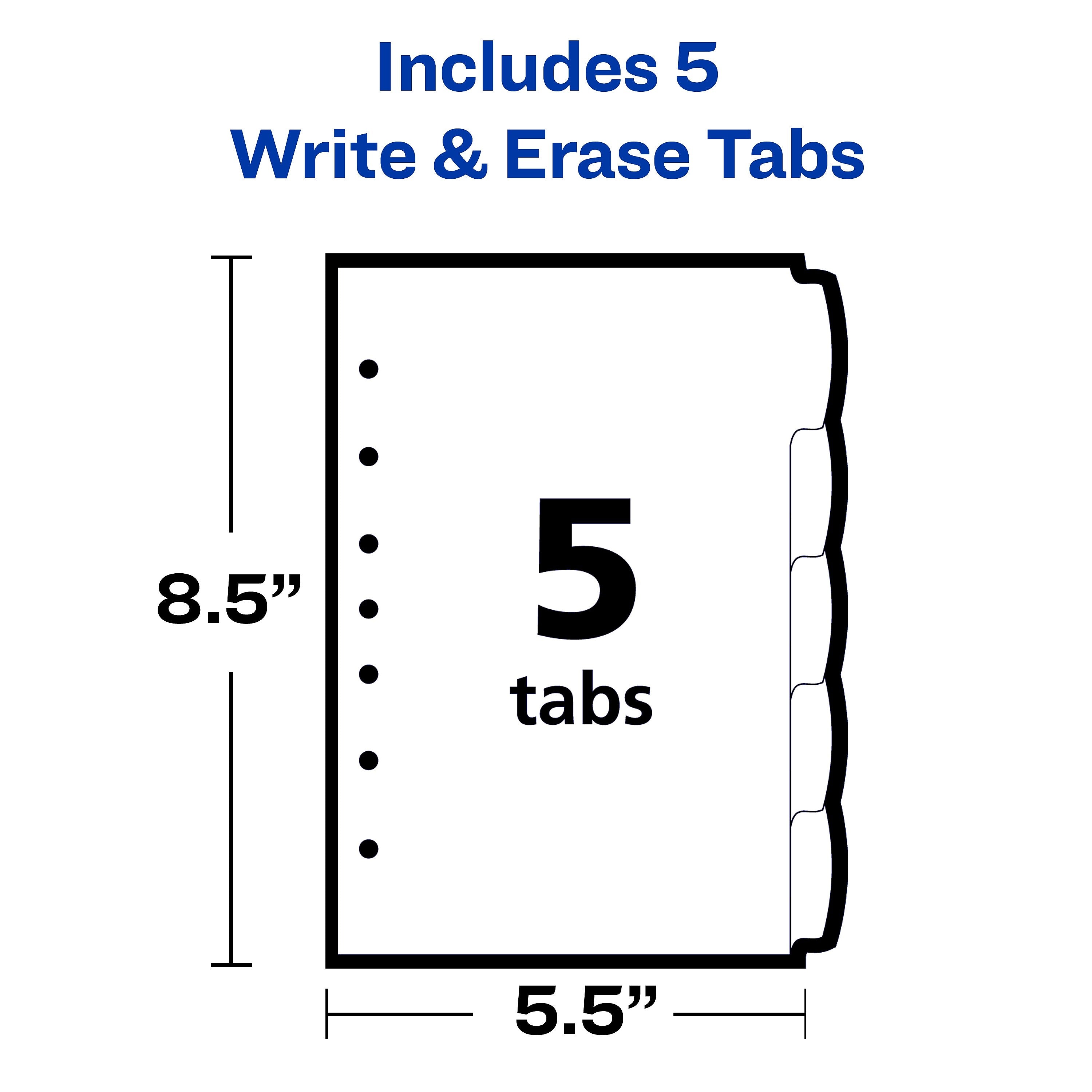 Avery Write & Erase Plastic Mini Dividers, 5 Tabs, Multicolor