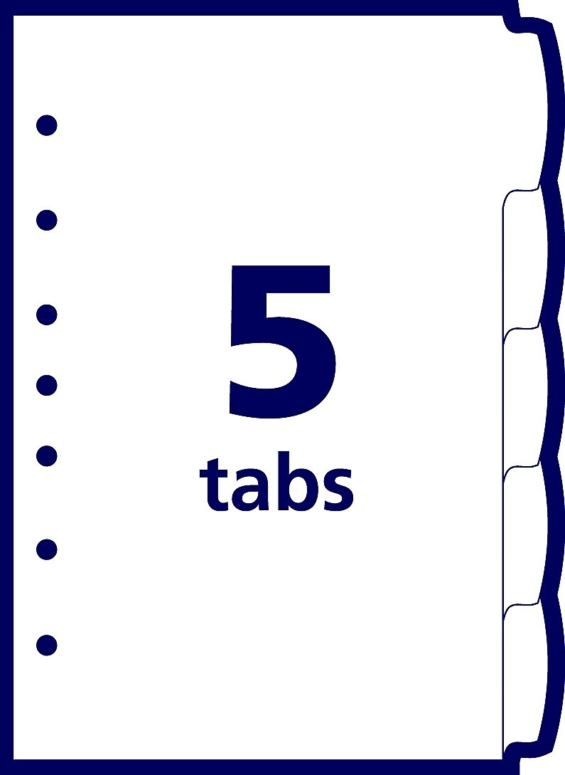 Avery Write & Erase Plastic Mini Dividers, 5 Tabs, Multicolor
