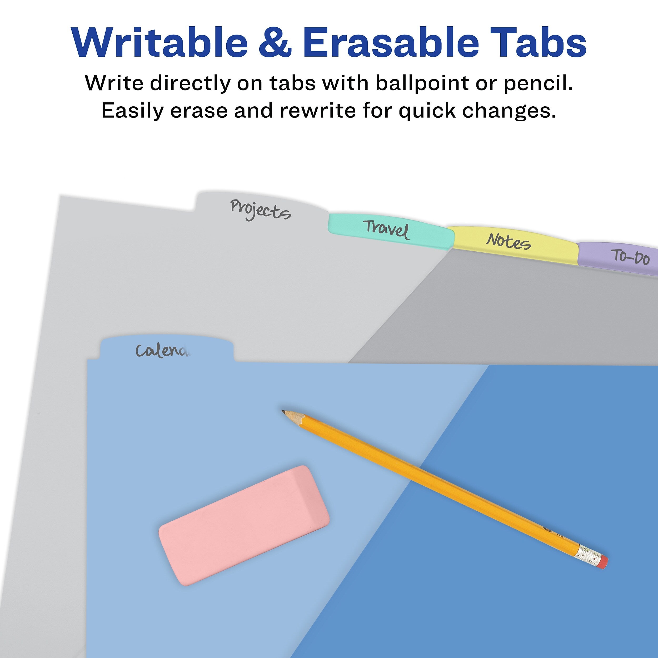 Avery Write & Erase Pocket Plastic Dividers, 5 Tabs, Multicolor