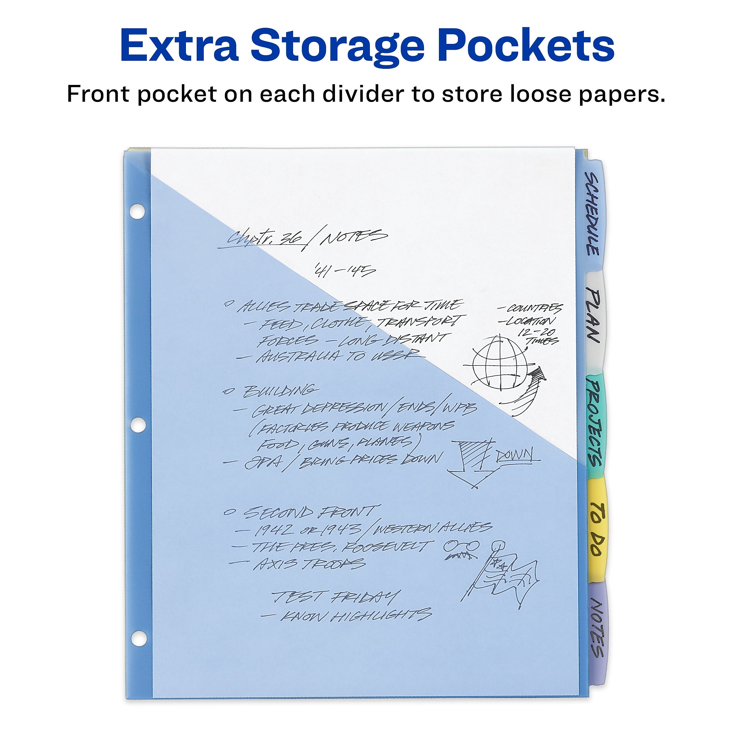 Avery Write & Erase Pocket Plastic Dividers, 5 Tabs, Multicolor