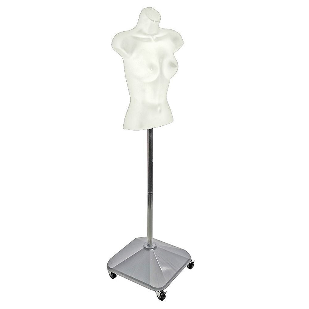 Azar 60" Plastic Female Bust on Wheeled Plastic Base, White