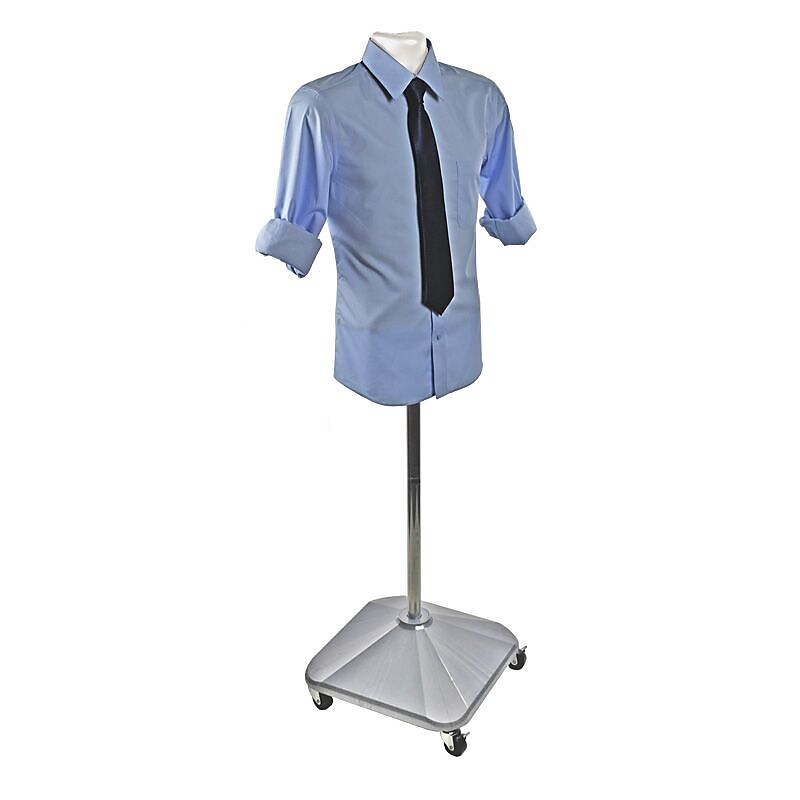 Azar Displays 60" Plastic Male Bust on Wheeled Plastic Base, White