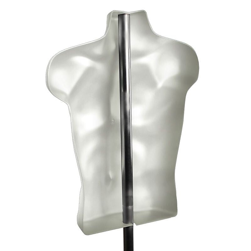 Azar Displays 60" Plastic Male Bust on Wheeled Plastic Base, White