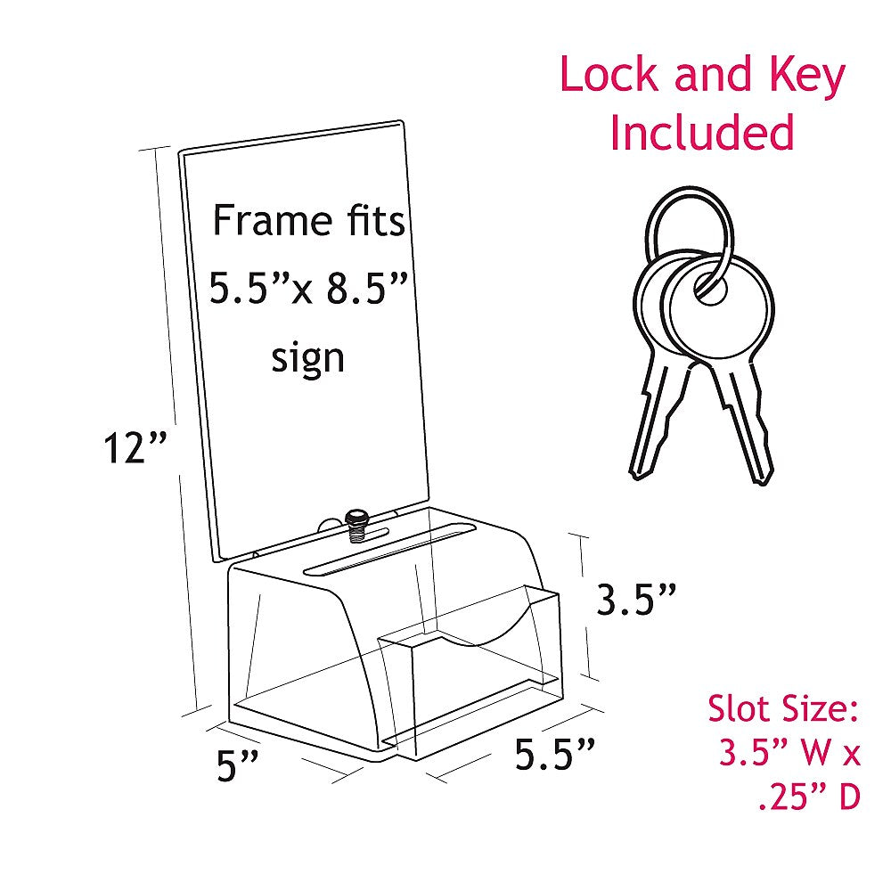 Azar Displays Molded Suggestion Box with Pocket Lock and Key, S