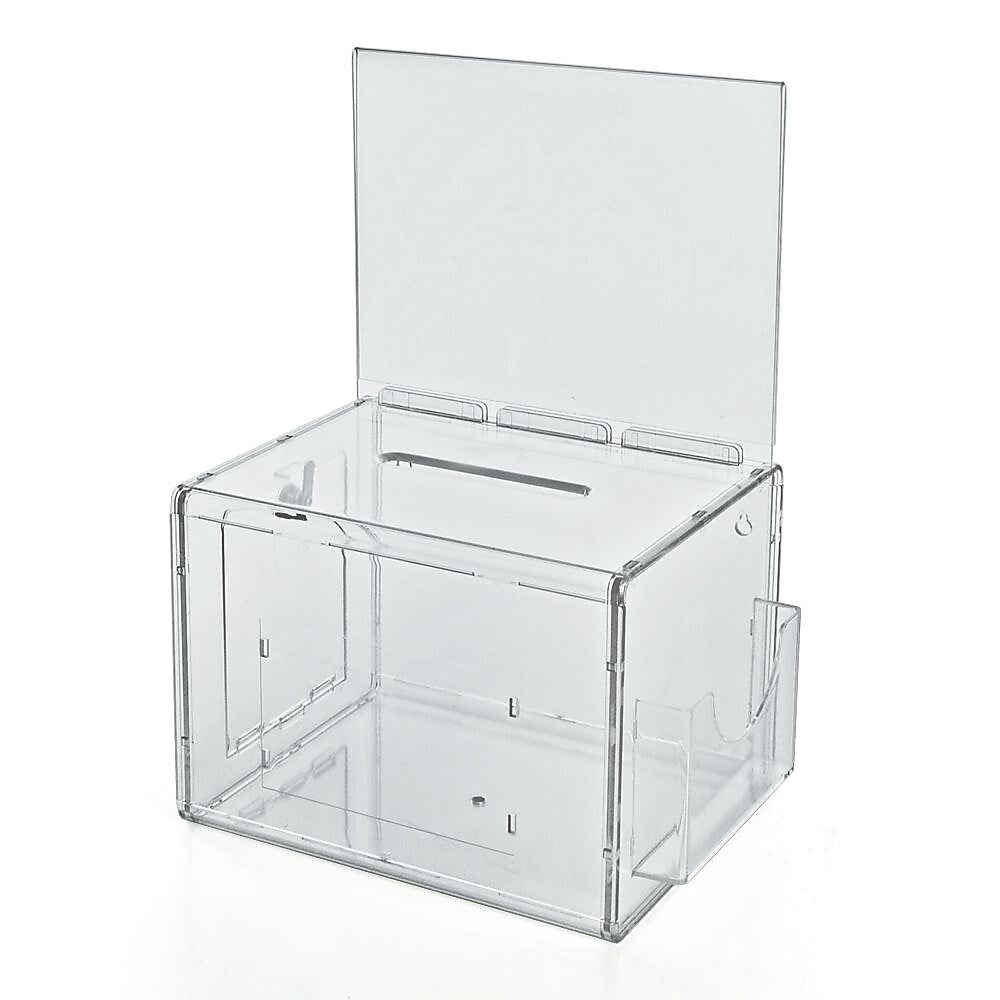 Azar Displays Suggestion Box with Pocket, 6" x 7.75", Clear Acrylic