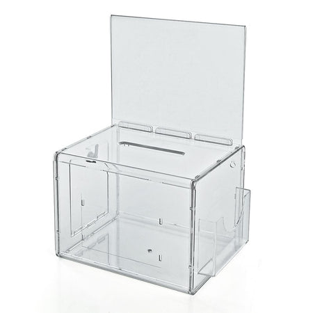 Azar Displays Suggestion Box with Pocket, 6" x 7.75", Clear Acrylic