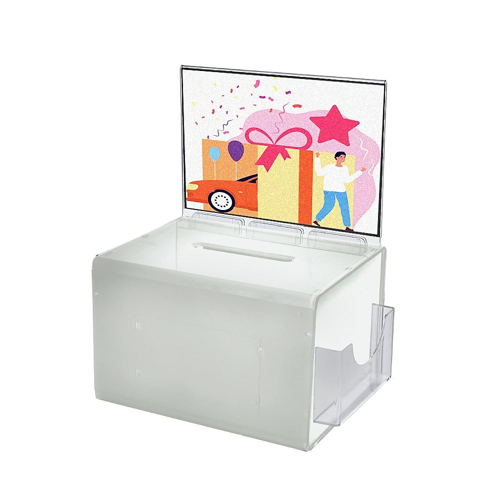 Azar® Extra Large White Suggestion Box With Pocket, Lock and Keys, 8 1/4