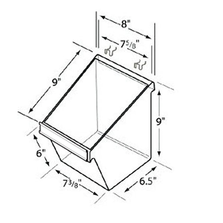 Azar® Large Display Bucket For Slatwall/Pegboard, 4/Pk