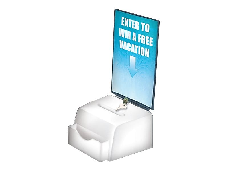 Azar Locking Styrene Suggestion Box, White