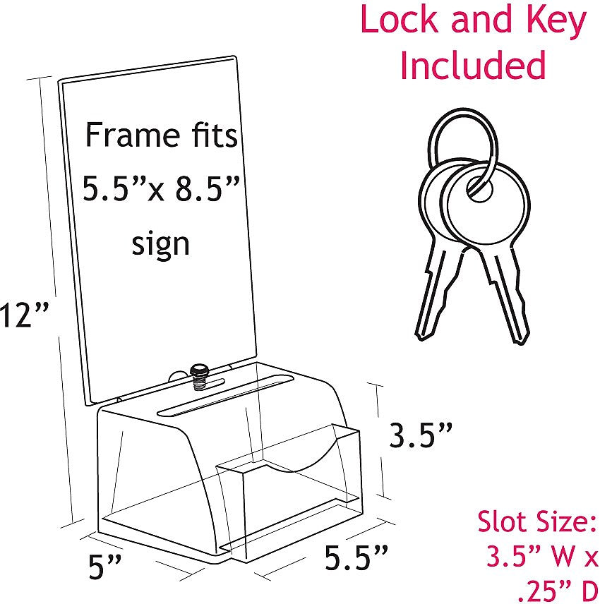 Azar Locking Styrene Suggestion Box, White