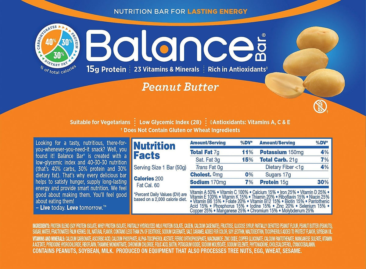 BALANCE BAR PEANUT BUTTER 6/BX