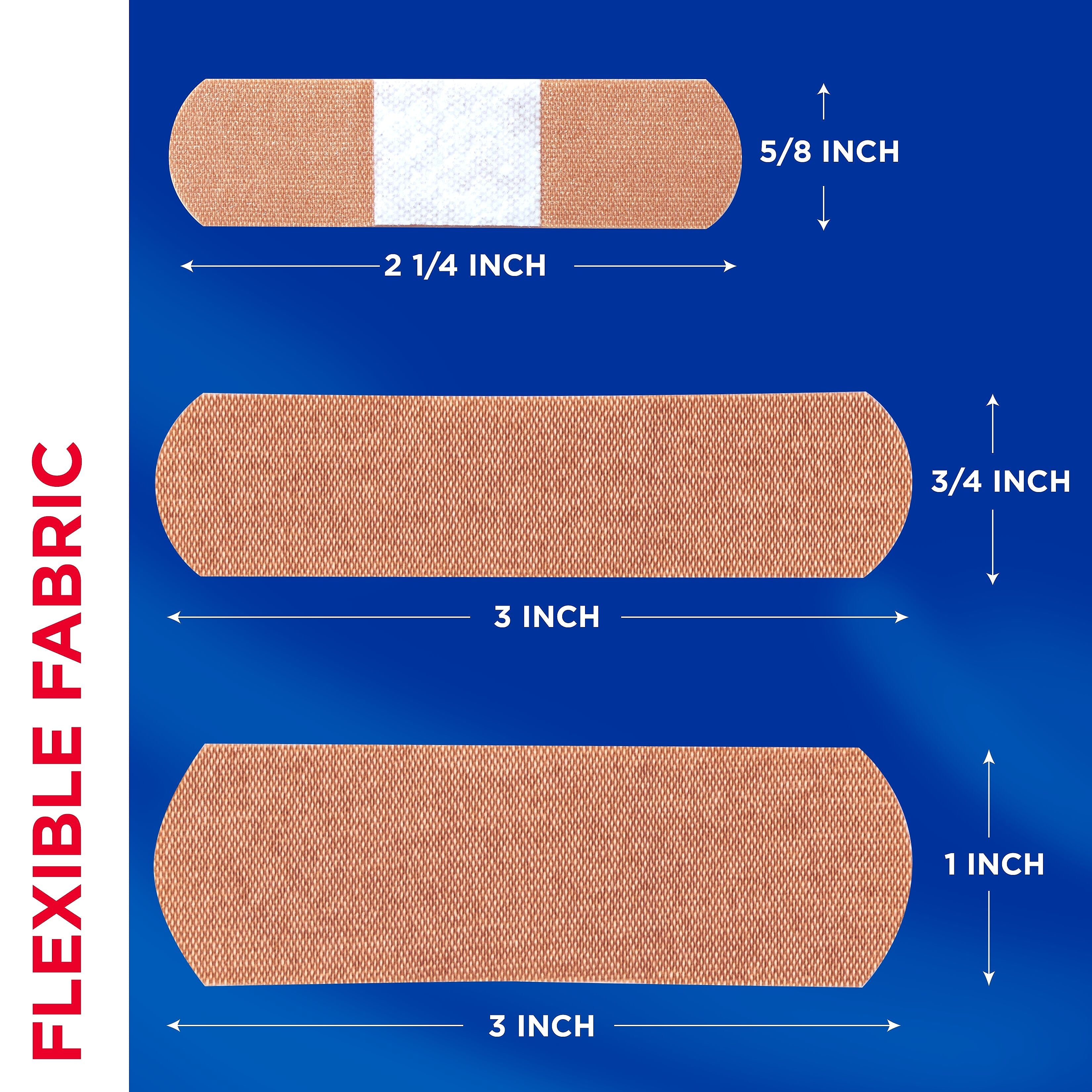 Band-Aid Brand Flexible Fabric Adhesive Bandages, Assorted Sizes, 100 Count