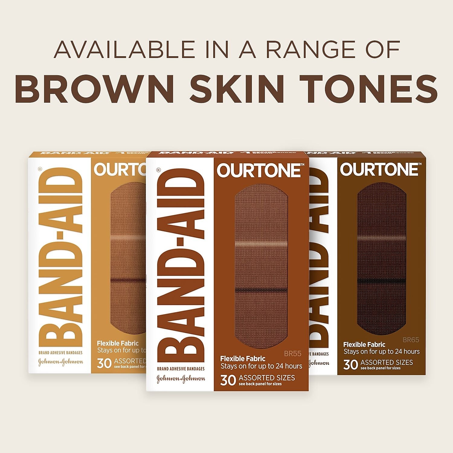 Band-Aid Brand OurTone Adhesive Bandages, BR55, 30/Count