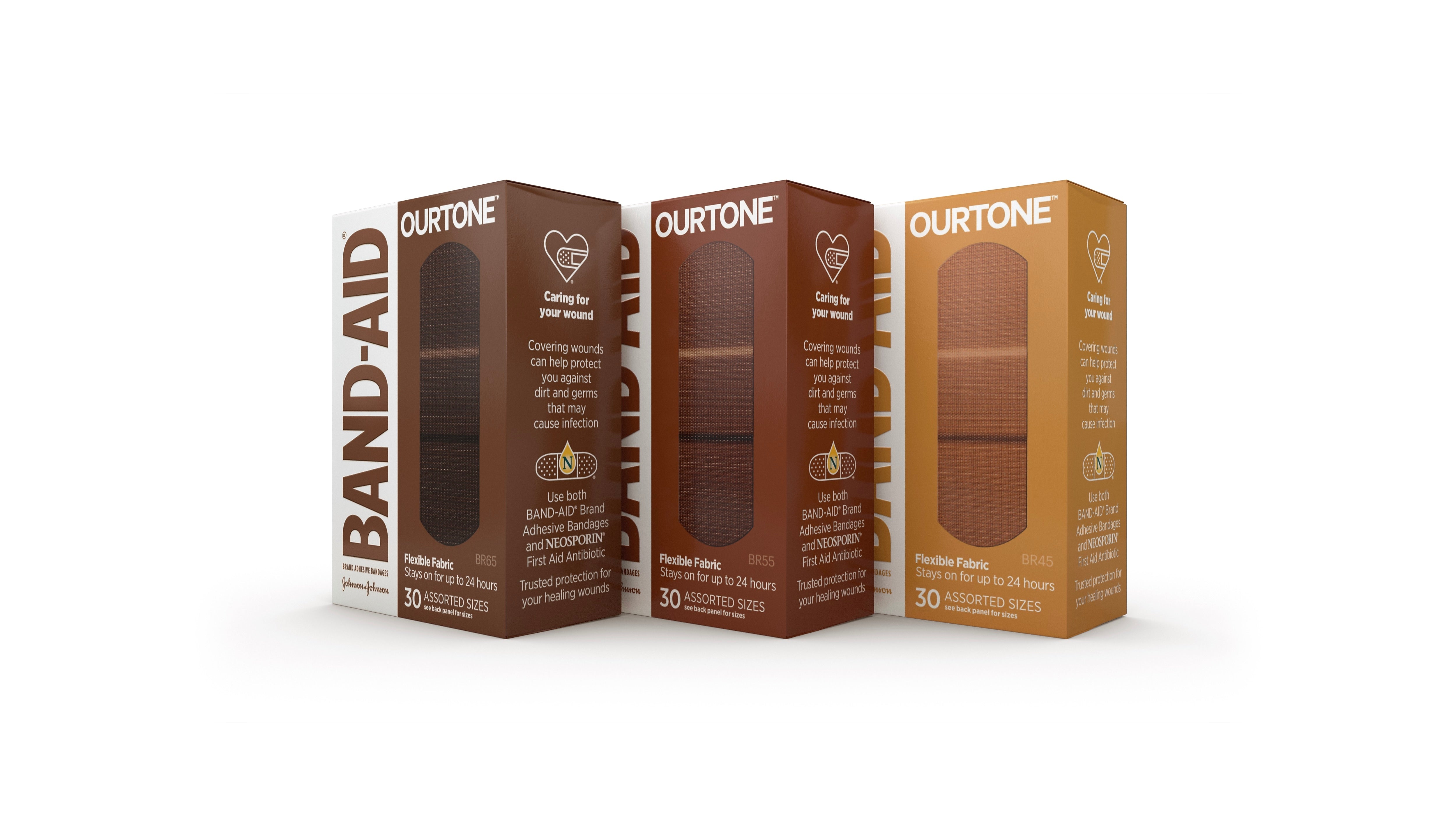 Band-Aid Brand OurTone Adhesive Bandages, BR55, 30/Count