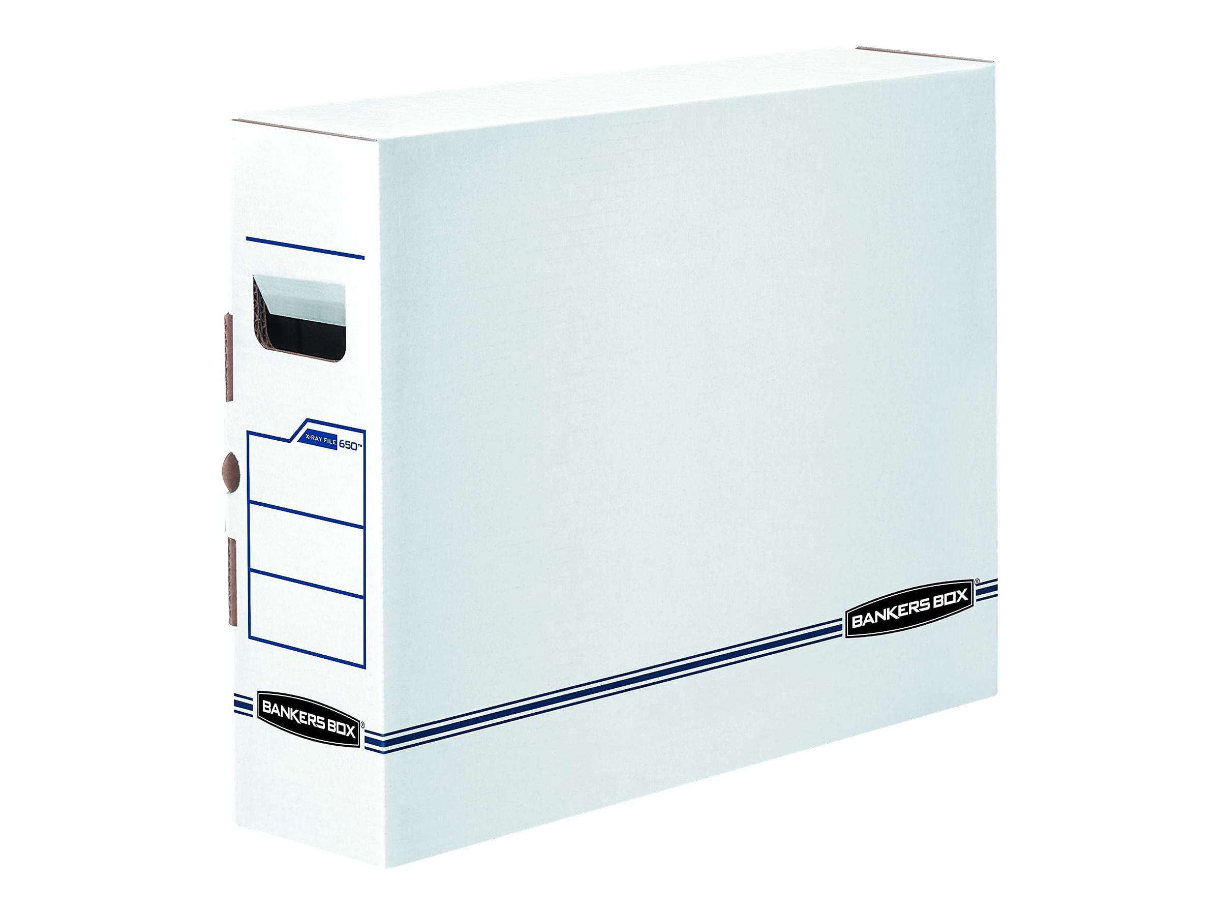 Bankers Box Corrugated File Storage Boxes, X-Ray Size, White/Blue, 6/Carton