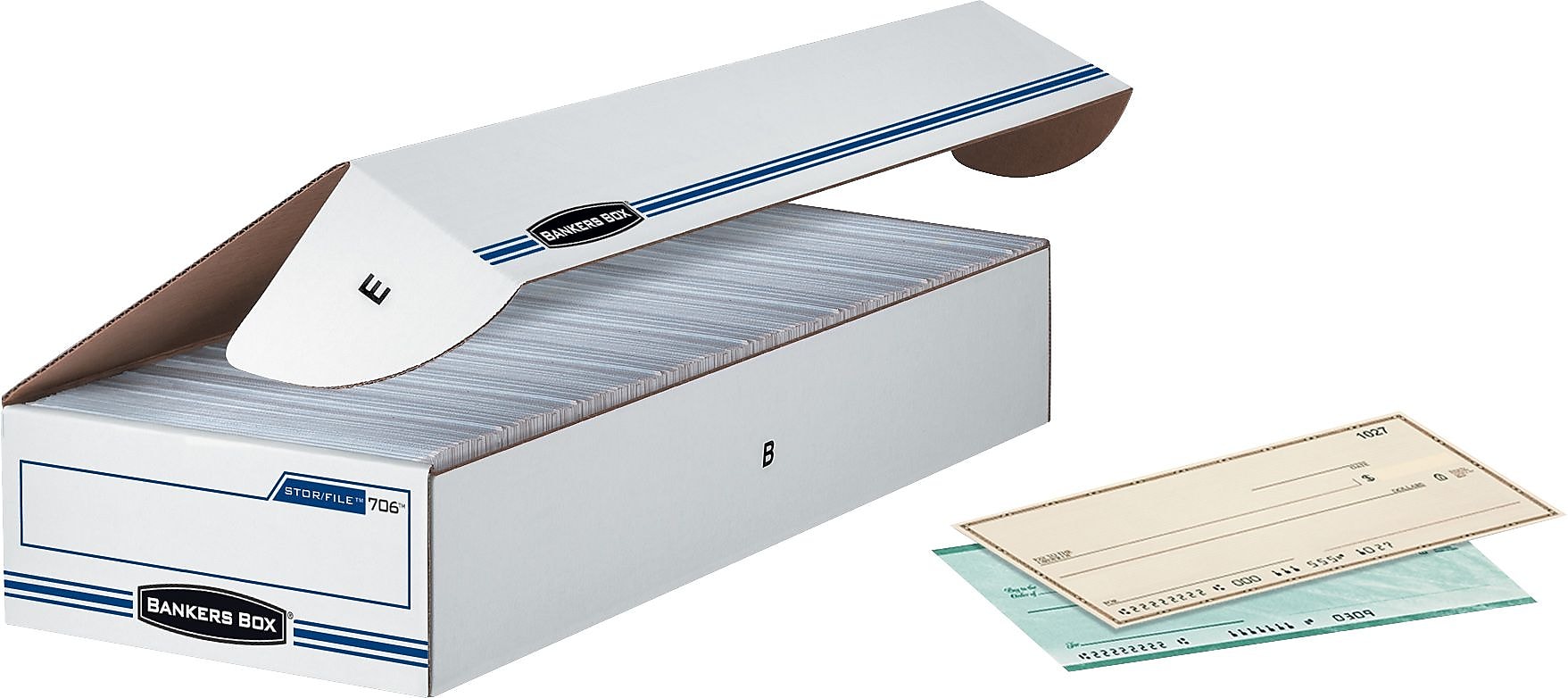Bankers Box Extra Strength Storage Boxes, Check Size, White/Blue