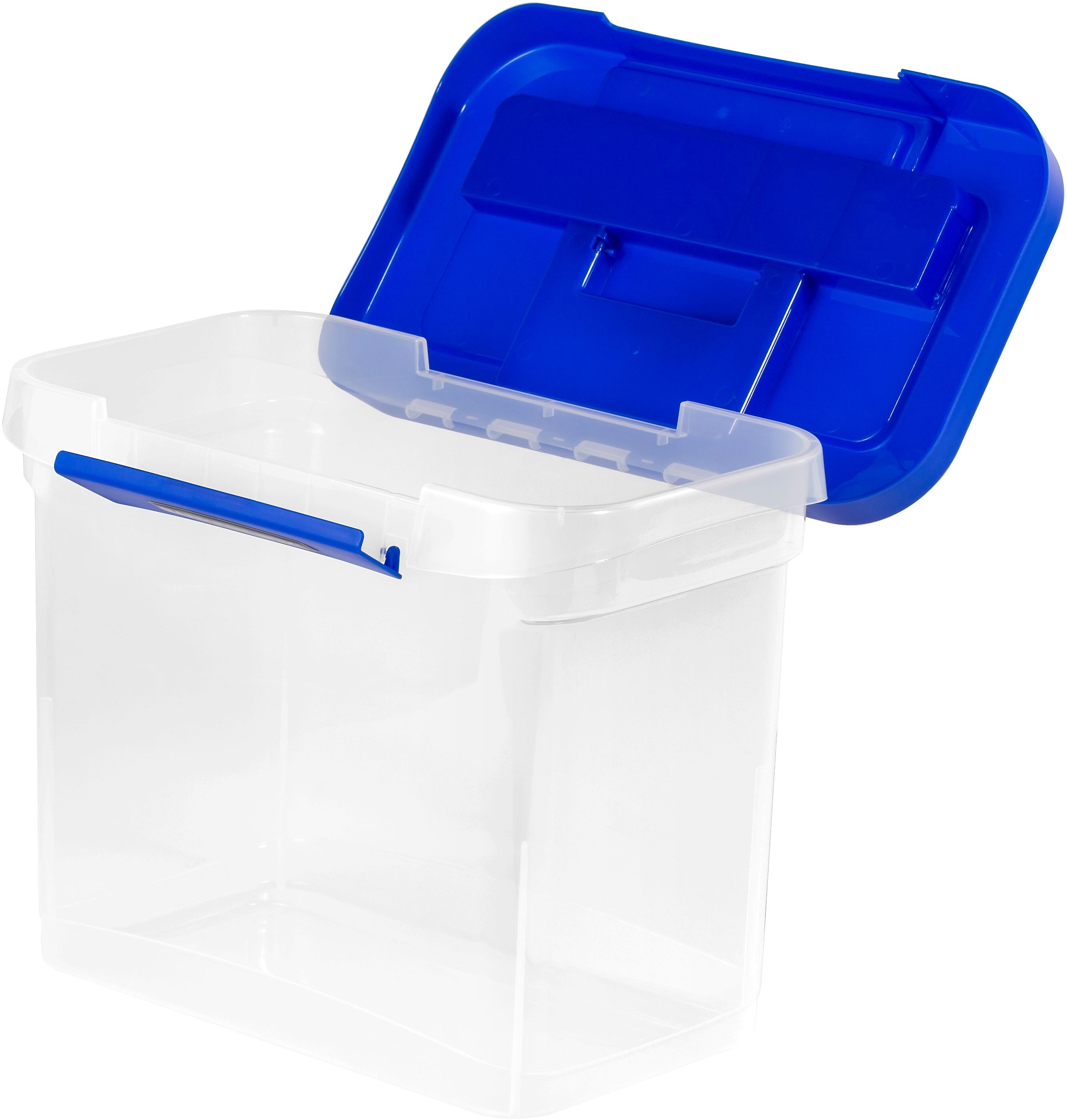 Bankers Box Heavy-Duty Plastic Portable File Storage Box, Letter Size, Blue/Clear