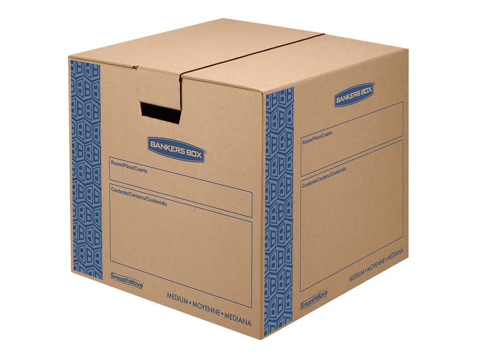 Bankers Box® SmoothMove 18" x 16" x 18" Moving Box, Blue/Kraft, 8/Bundle